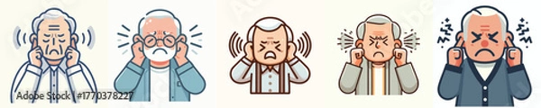 Obraz vector of a grandfather gesture covering his ears from sound