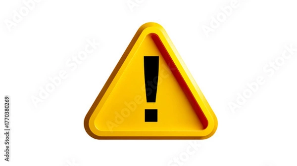 Fototapeta Yellow warning triangle sign with black exclamation mark