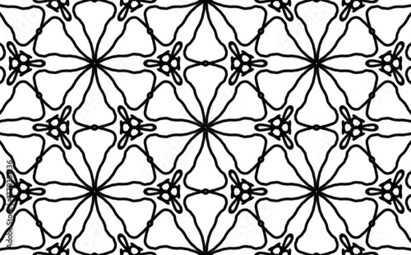 Obraz Seamless abstract pattern. black and white linear illustration for coloring. Vector coloring book for adult.