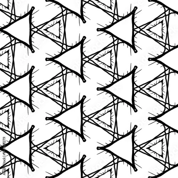 Obraz Seamless abstract pattern. black and white linear illustration for coloring. Vector coloring book for adult.