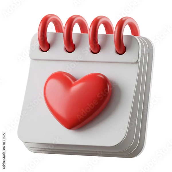 Obraz Cherish every moment A vibrant red heart on a clean calendar signifies love and important dates isolated on png transparent background