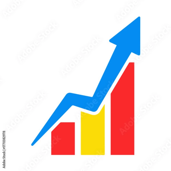 Obraz Growth Arrow Vector Icon – Colorful Business Success Symbol