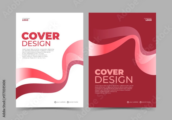 Obraz Elegant cover design template with red wavy