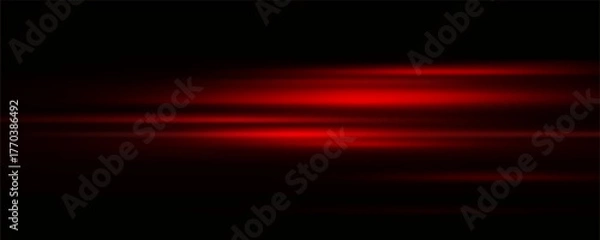 Obraz Abstract red speed neon light effect on black background vector illustration