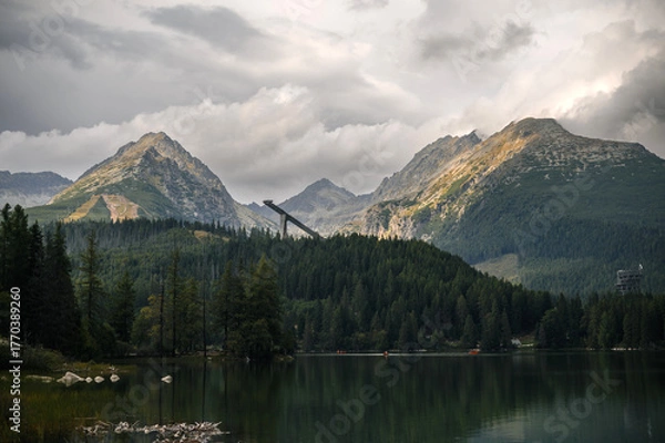 Fototapeta Tranquil Lake and Mountain Landscape