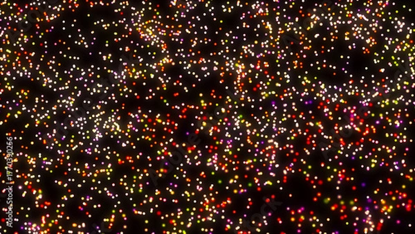 Fototapeta Neon Colorful Dotted Background, Particle Matter, Starry Sky, Chaotic Molecules, Glimmers, Digital Field, Tech Design, Advertising, Presentations, Sci-fi, Abstract, Futuristic Digital Art