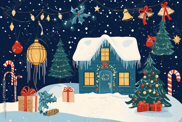 Obraz winter landscape with christmas tree