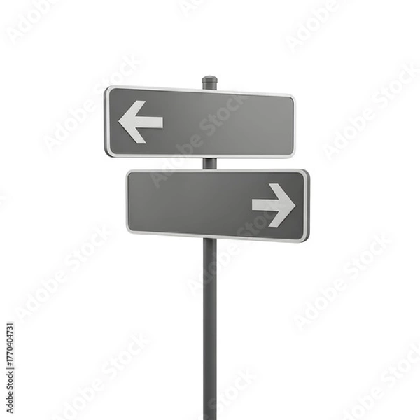 Fototapeta Directional signpost with arrows pointing left and right isolated on transparent background
