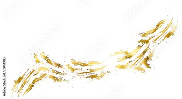 Fototapeta Abstract swirling brush strokes with yellow and black paint textures creating a dynamic organic shape isolated on transparent background