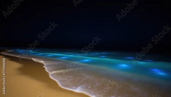 Obraz Bioluminescent Waves at Night