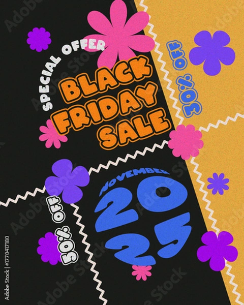 Obraz Black Friday sale banner with retro style