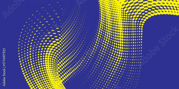 Obraz Abstract speed line style blue halftone banner design template. kuning and blue halftone dot pattern with grunge texture. Sporty style white and black dot pop art comic, Eps 10, Modern.