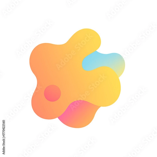 Fototapeta A colorful gradient abstract shape with smooth organic curves on a transparent background.