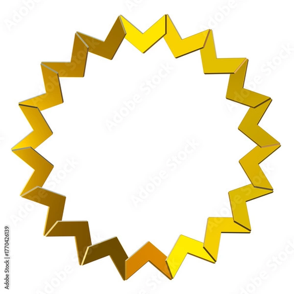 Fototapeta Golden multipoint star frame on png transparent background. Gold stamp, button. Blank space for picture, painting, card.