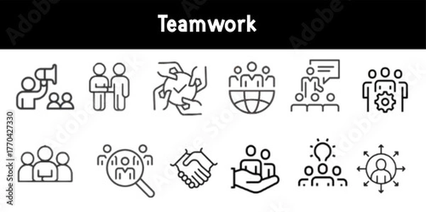 Fototapeta Teamwork icon set. Business related line icons