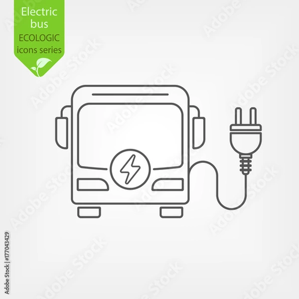 Fototapeta electric bus thin line icon