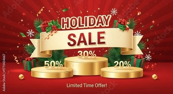 Obraz Mega sale special offer, Stage podium percent, Stage Podium Scene with for Award, Decor element background. Vector illustration