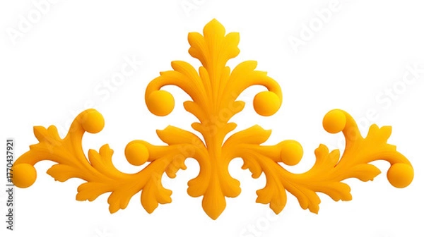 Fototapeta Ornate golden floral ornament with symmetrical leaf and swirl pattern, decorative baroque style, elegant and luxurious, suitable for frame, border, or architectural embellishment