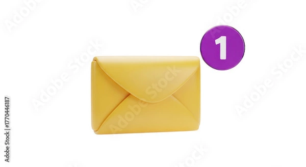 Obraz Yellow Envelope with Notification Badge isolated on a transparent background email message