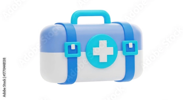 Obraz 3D Medical First Aid Kit with Cross Symbol isolated on a transparent background health emergency