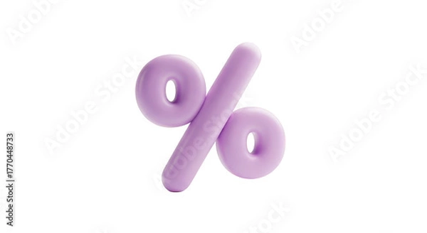 Obraz 3D rendered pastel purple percentage symbol isolated on a transparent background discount