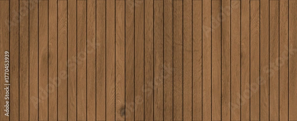Fototapeta Wood background banner panorama long - Brown wooden acoustic panels wall texture , vertical, corrugated stripes 3d, seamless pattern	
wooden texture background