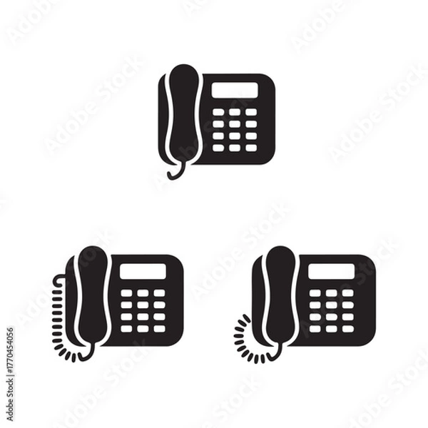 Fototapeta Landline Telephone Retro Communication Icons Collection