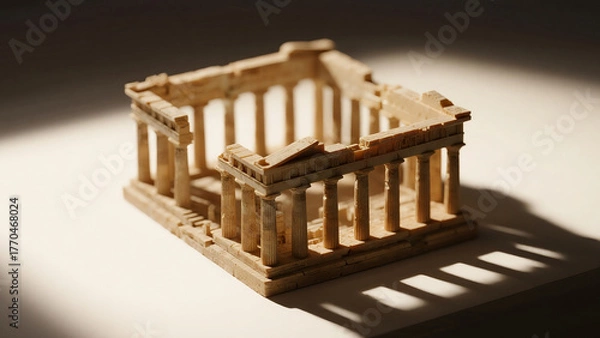 Obraz Angled aerial image highlighting Parthenon columns in golden sunlight