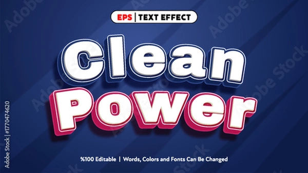 Fototapeta Clean power text effect editable words colors fonts changeable design style for modern vector usage