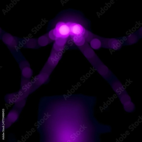 Fototapeta Abstract Purple Light Beams with Neon Glow on Dark Background