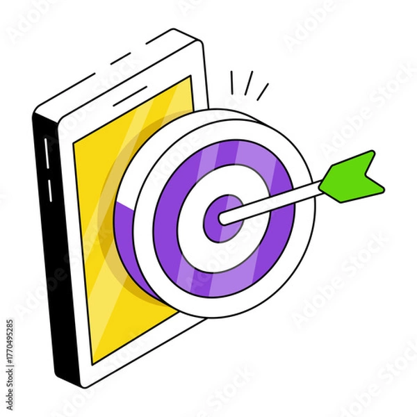 Fototapeta Editable design icon of mobile target 