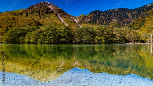 Fototapeta 秋の上高地　大正池と焼岳　絶景