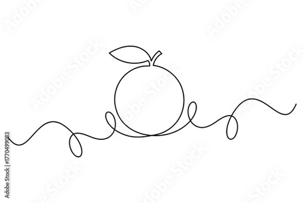 Fototapeta 
Orange fruit continuous one line drawing minimalist outline vector illustration