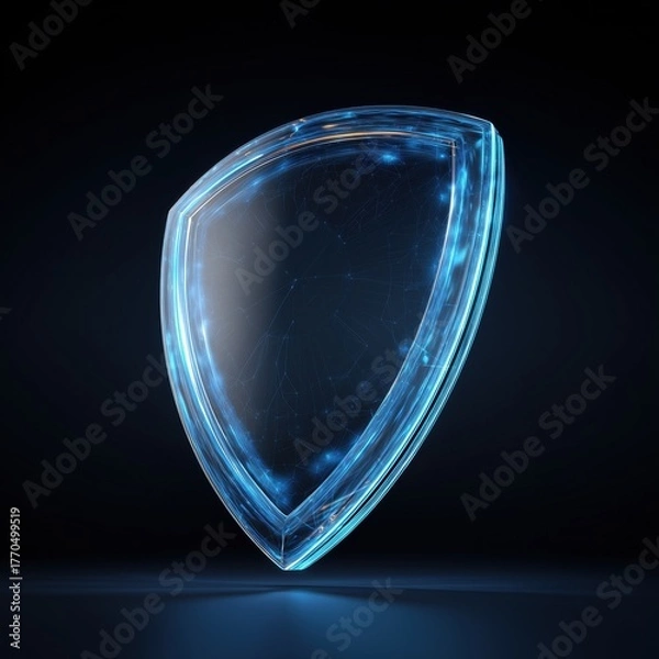 Fototapeta Digital Security Shield Icon with Network Protection