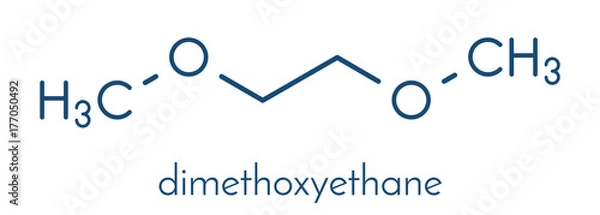 Fototapeta Dimethoxyethane (glyme, DME, dimethylene glycol) chemical solvent molecule. Skeletal formula.