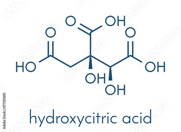 Fototapeta Hydroxycitric acid  (HCA, hydroxycitrate) molecule. Used as weight loss nutritional supplement.  Skeletal formula.