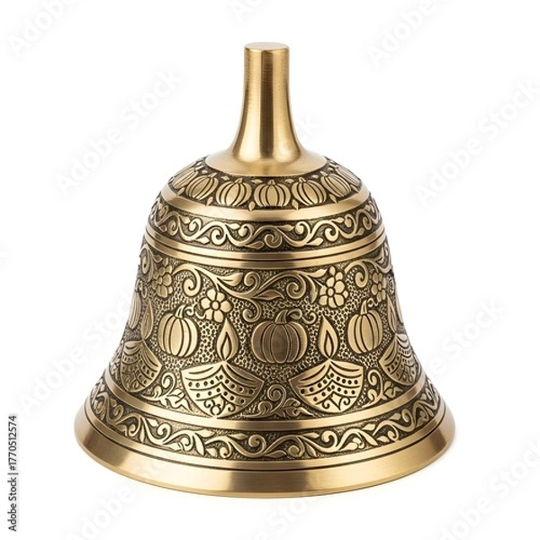 Fototapeta Ornate brass bell with intricate patterns for festive occasions