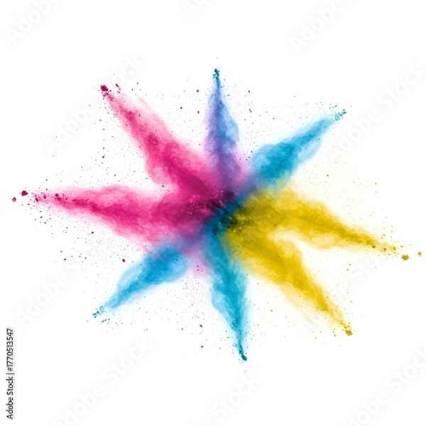 Fototapeta Exploding colorful powder in a starburst shape, vibrant design