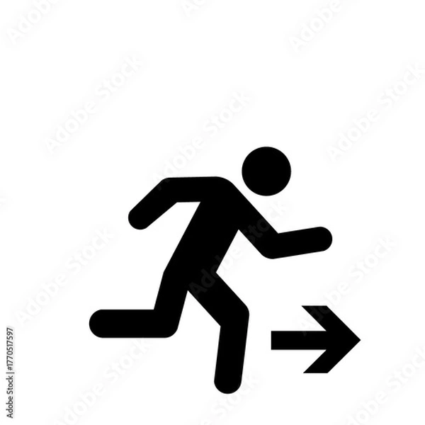 Obraz 右方向へ走る人のピクトグラム（黒）