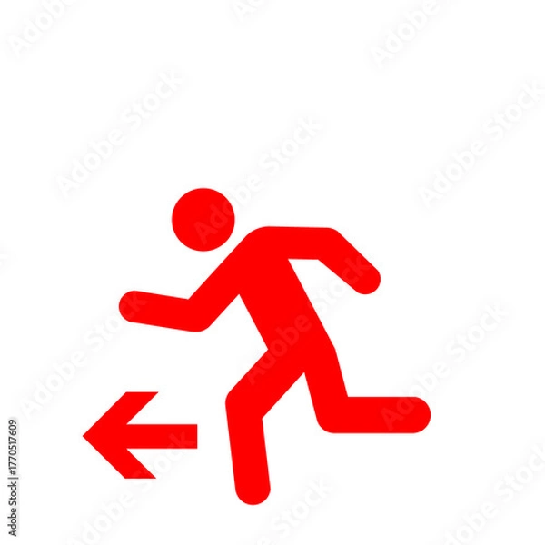 Obraz 左方向へ走る人のピクトグラム（赤）