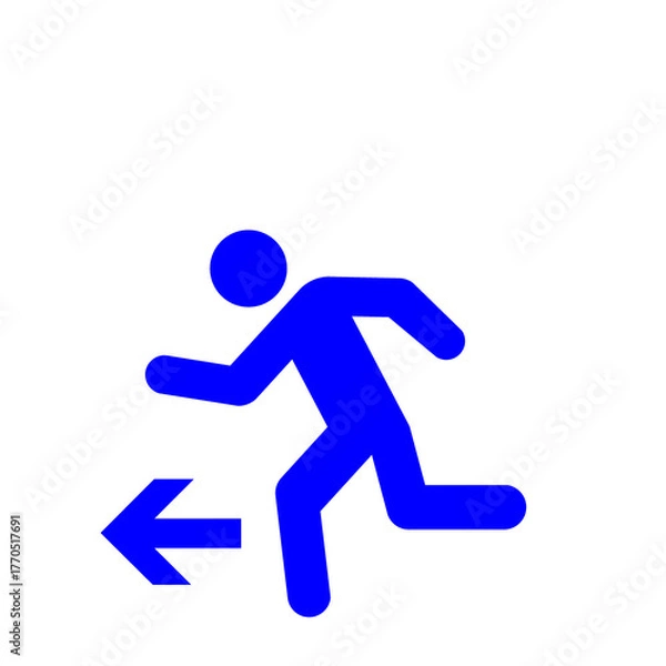 Obraz 左方向へ走る人のピクトグラム（青）