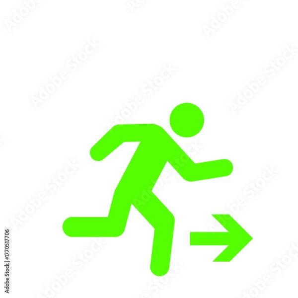 Obraz 右方向へ走る人のピクトグラム（緑）
