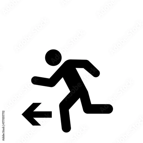 Obraz 左方向へ走る人のピクトグラム（黒）