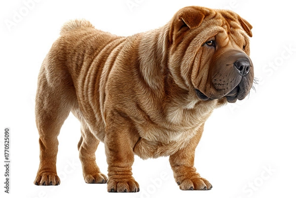 Fototapeta Sharpei dog on a white background seen in profile