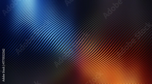 Fototapeta Abstract background with diagonal lines and gradient of blue, orange, and black color combination effect