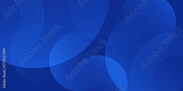 Fototapeta Abstract blue glowing geometric lines on dark blue background. Modern shiny blue circle