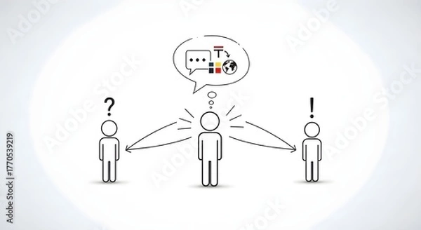 Obraz Illustration of mediation with a central figure facilitating communication between two others.