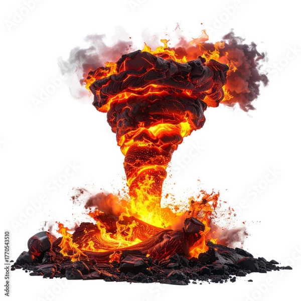 Obraz Dramatic Volcanic Eruption with Lava and Smoke Cloud