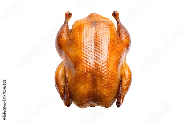 Obraz Whole roasted golden brown turkey ready for serving isolated on transparent background
