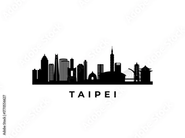 Fototapeta Vector Taipei skyline. Travel Taipei famous landmarks. Business and tourism concept for presentation, banner, web site.